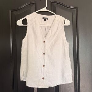Whistles Laura White Linen Button Tank Top